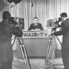 <p>Army Information School student at Fort Slocum on camera for a television broadcast, circa 1960.</p>